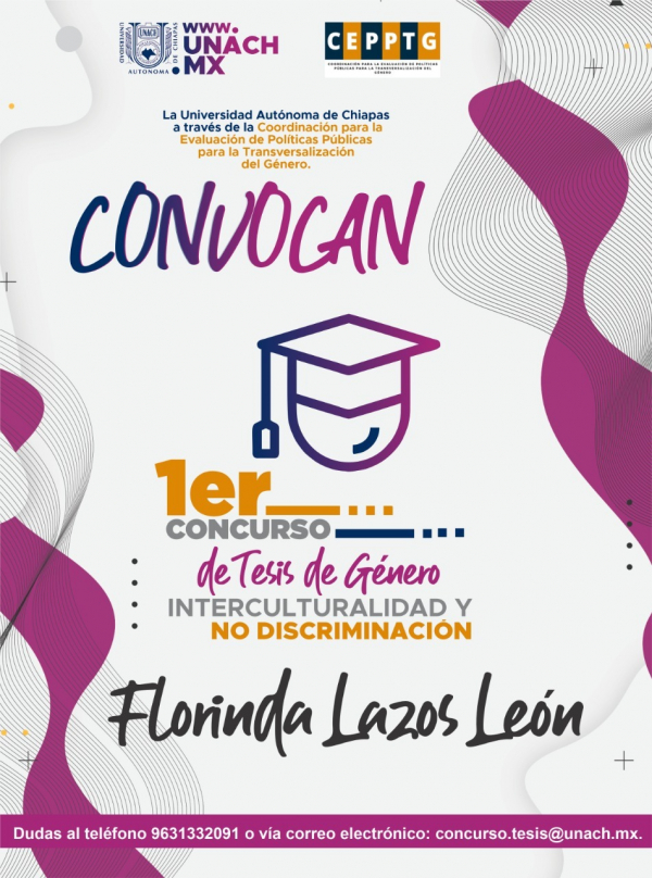 Convoca la UNACH el primer concurso de tesis en materia de género y no discriminación.