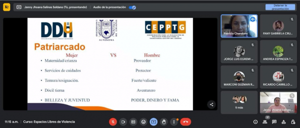 Se impartió este martes 06 de febrero de manera virtual, el curso “Espacios libres de violencia”